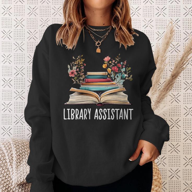 Library Assistant Messy Bun Library Book Reader Sweatshirt Gifts for Her