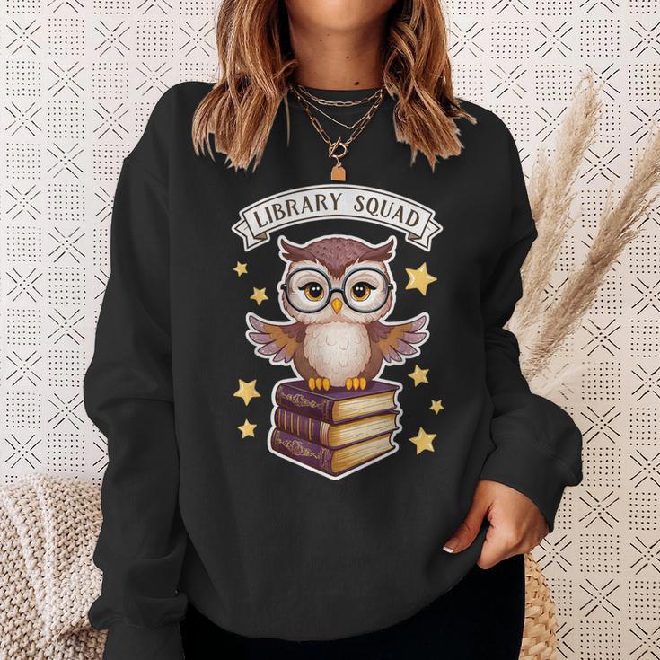 Library Squad Book Owl Wisdom Nerd Librarian Club Sweatshirt Gifts for Her