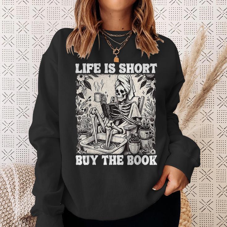 Life Is Short Buy The Book Skeleton Book Lover Reading Sweatshirt Gifts for Her Life Is Short Buy The Book Skeleton Book Lover Reading Sweatshirt Gifts for Her