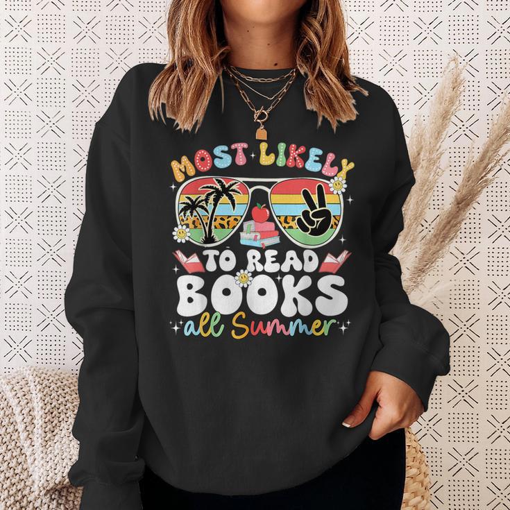 Most Likely To Read Books All Summer Book Lovers Last Day Sweatshirt Gifts for Her
