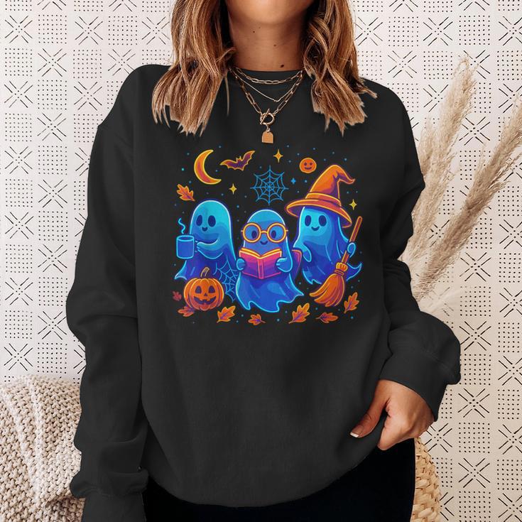 Little Ghost Coffee Tee Spooky Season Ghost Reading Book Sweatshirt Gifts for Her Little Ghost Coffee Tee Spooky Season Ghost Reading Book Sweatshirt Gifts for Her