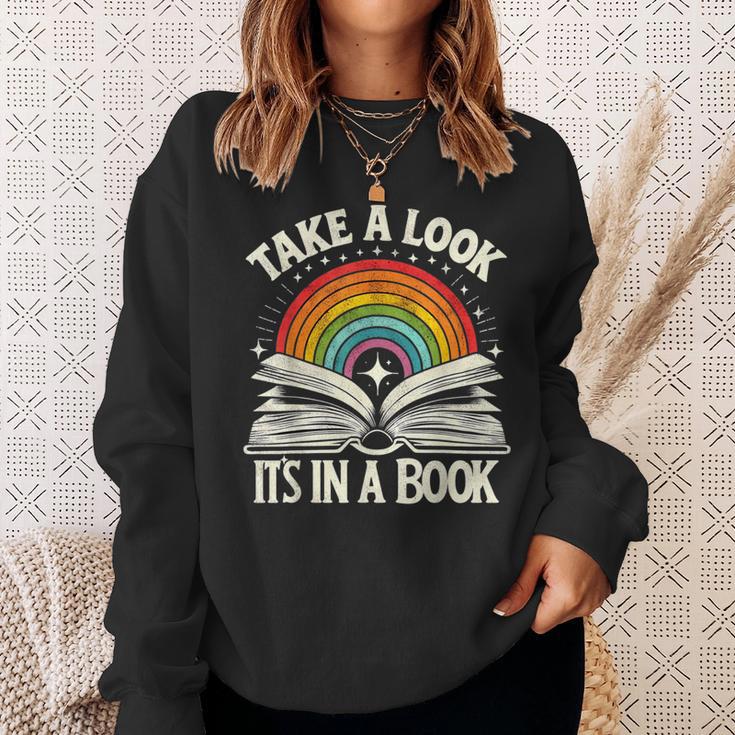 Take A Look A Book Vintage Reading Librarian Rainbow Sweatshirt Gifts for Her Take A Look A Book Vintage Reading Librarian Rainbow Sweatshirt Gifts for Her