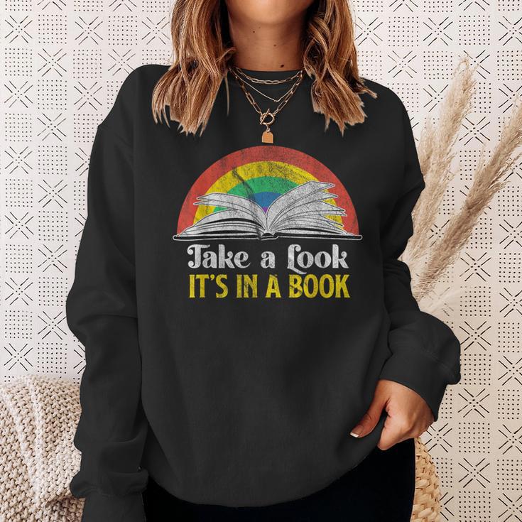 Take A Look It's A Book Retro Rainbow T-Shirt Sweatshirt Gifts for Her