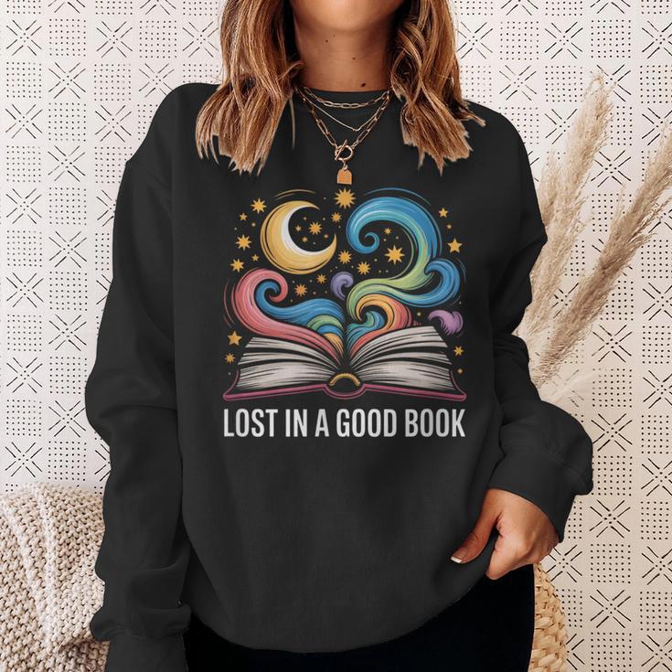 Lost In A Good Book Moon And Stars Fantasy BookTok Sweatshirt Gifts for Her