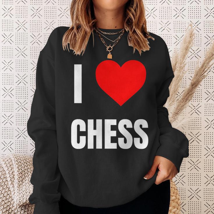 I Love Chess ハートギフト メンズ レディース キッズ アパレル 服 スウェットシャツ 彼女への贈り物