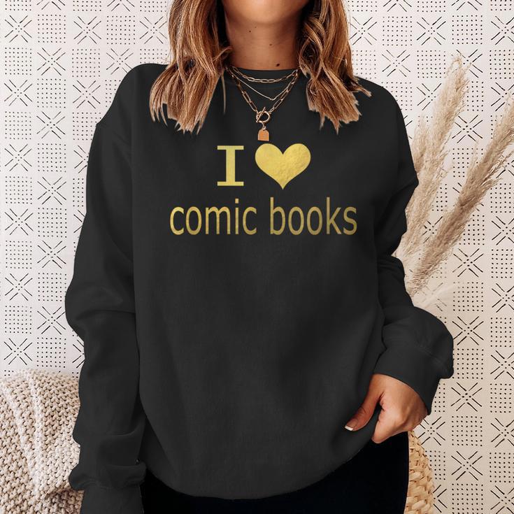 I Love Comic Books Manga Graphic Novel Heart Sweatshirt Gifts for Her