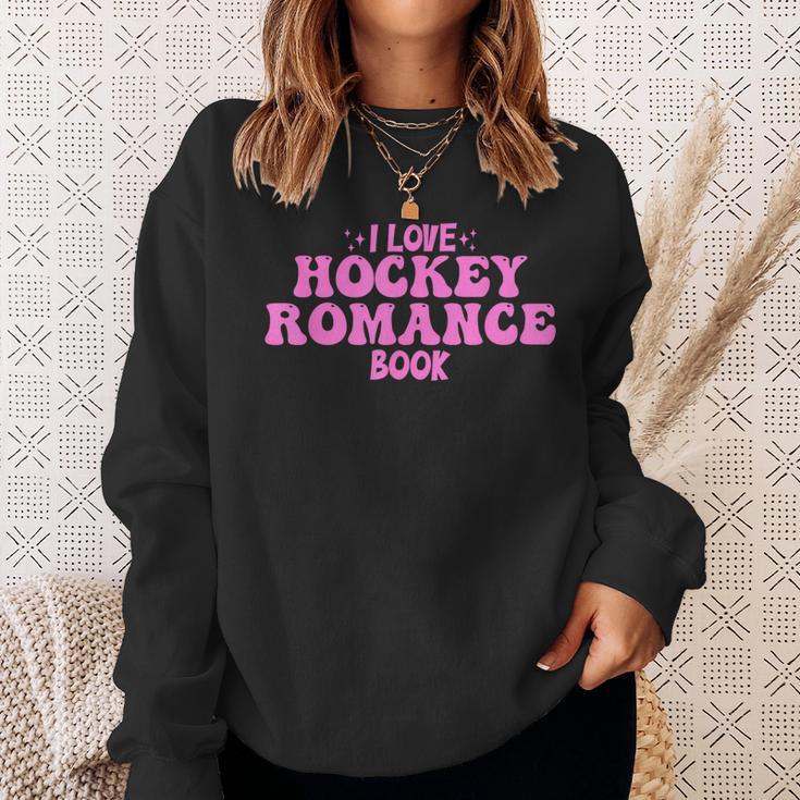 I Love Hockey Romance Book Hockey Lover Bookish Quote Sweatshirt Gifts for Her