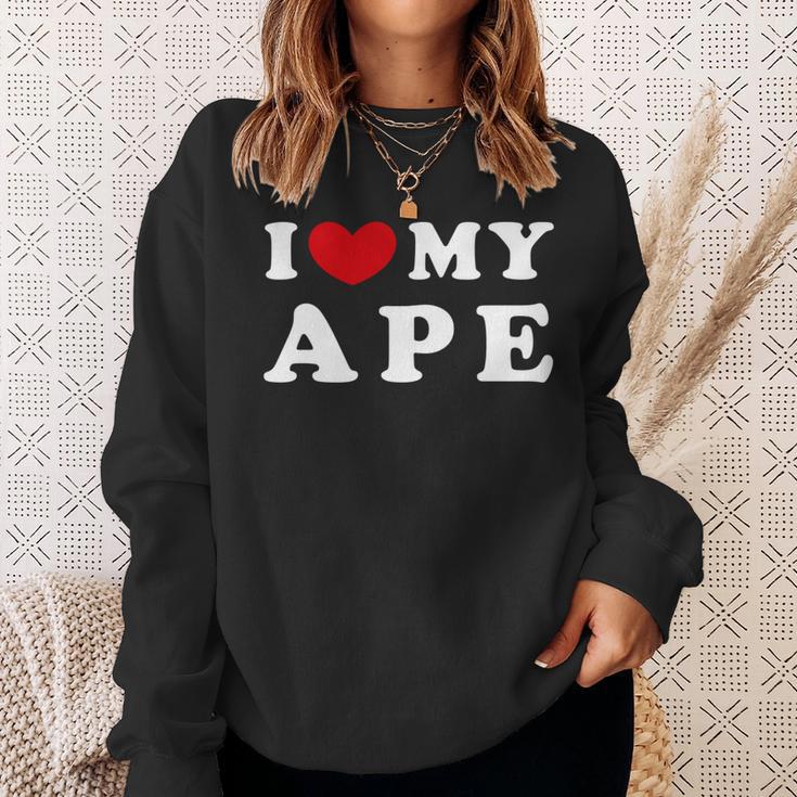 I Love My Ape アイ・ラブ・マイ・エイプ、アイ・ハート・マイ・エイプ 長袖tシャツ スウェットシャツ 彼女への贈り物