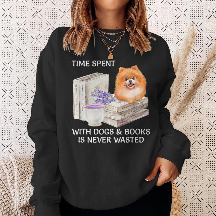Love Reading Books And Pomeranian Dog Watercolor Art Sweatshirt Gifts for Her Love Reading Books And Pomeranian Dog Watercolor Art Sweatshirt Gifts for Her