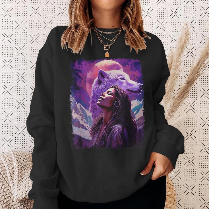 I Love Wolves ビンテージ ネイティブアメリカン スウェットシャツ 彼女への贈り物