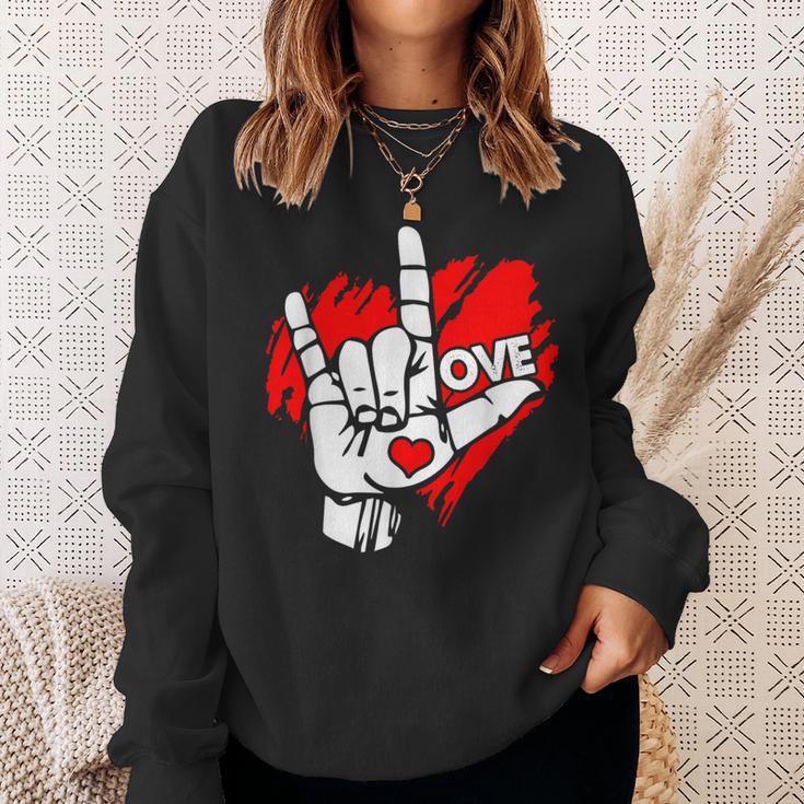 I Love You 手話 Asl Peak Languages スウェットシャツ 彼女への贈り物