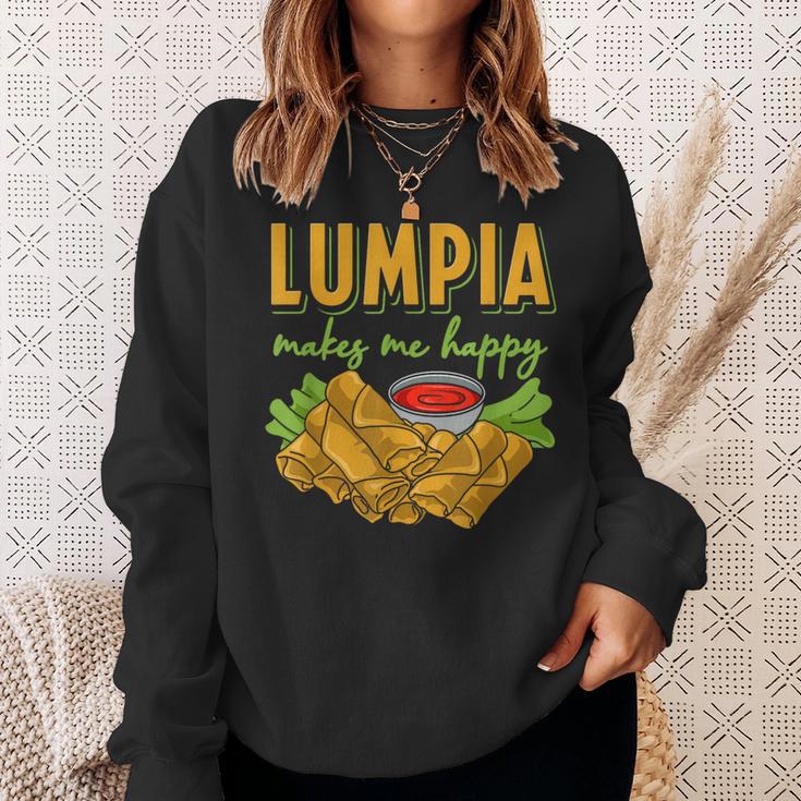 Lumpia Makes Me Happyルンピアは私を幸せにする フィリピンの春巻き 料理 食べ物 スウェットシャツ 彼女への贈り物