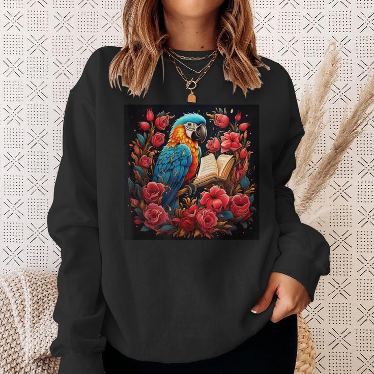 Macaw Reading A Book Sweatshirt Gifts for Her Macaw Reading A Book Sweatshirt Gifts for Her