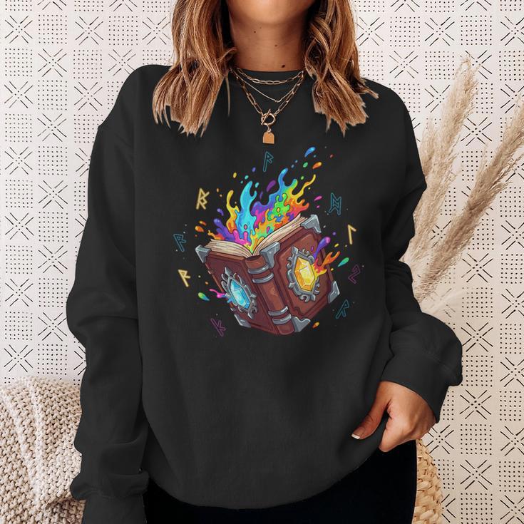 Magic Spell Book Open Rainbow Runes Fantasy Arcane Sweatshirt Gifts for Her Magic Spell Book Open Rainbow Runes Fantasy Arcane Sweatshirt Gifts for Her