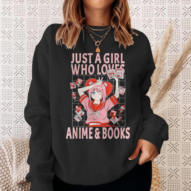 Manga Anime Stuff Just A Girl Who Loves Anime And Books Sweatshirt Gifts for Her