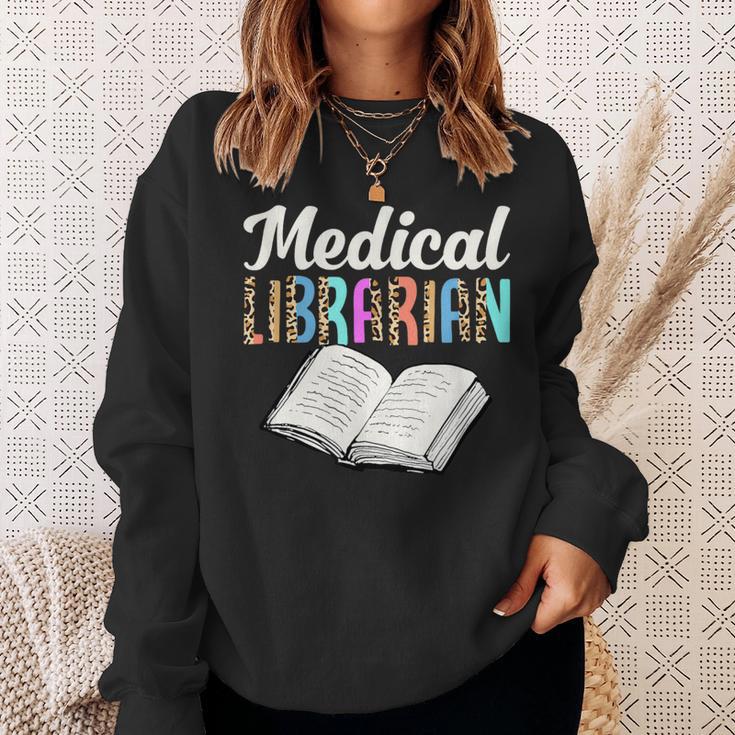 Medical Librarian Leopard Print Library Book Graphic Sweatshirt Gifts for Her
