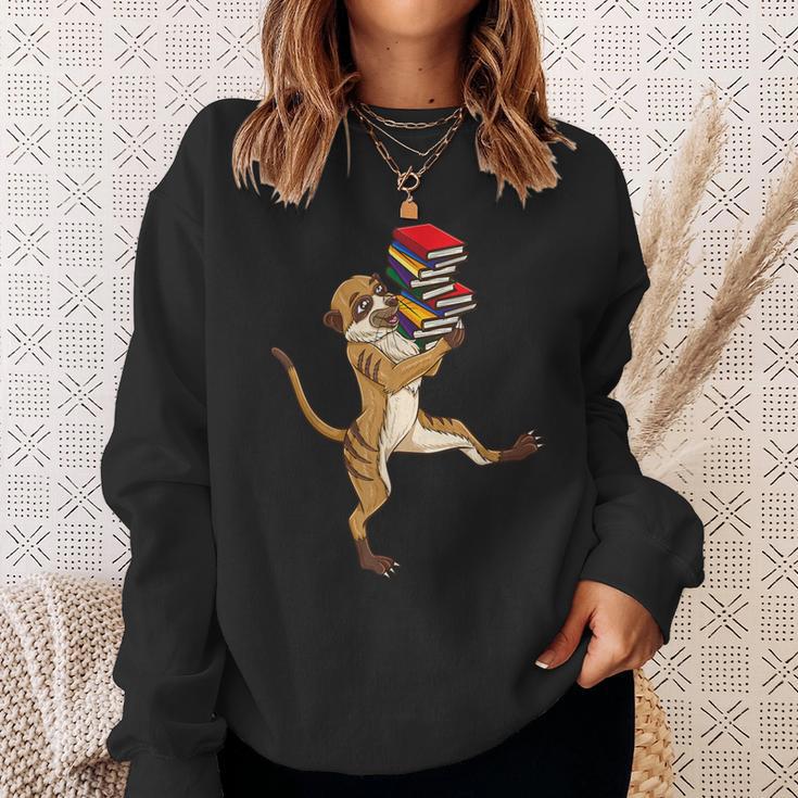 Meerkat Reading Books Sweatshirt Gifts for Her