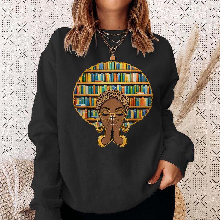 Melanin Afro Women Girl Book Librarian History African Sweatshirt Gifts for Her