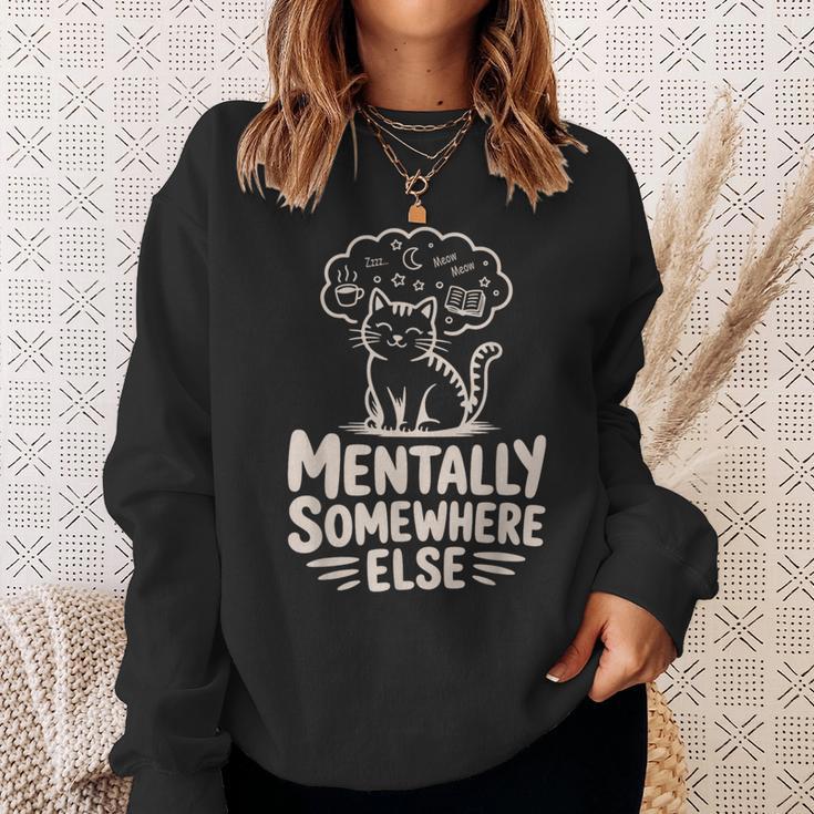 Mentally Somewhere Else Cat Coffee Books Lover Sweatshirt Gifts for Her Mentally Somewhere Else Cat Coffee Books Lover Sweatshirt Gifts for Her