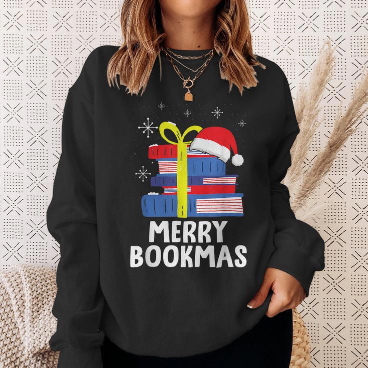 Merry Bookmas Christmas Bookworm Xmas Book Lover Reading Sweatshirt Gifts for Her