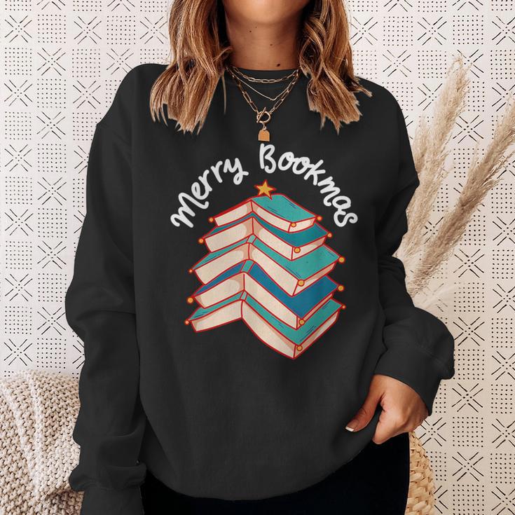 Merry Bookmas Christmas Tree Avid Reader Book Lover Xmas Sweatshirt Gifts for Her