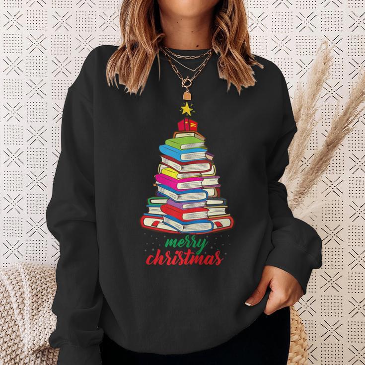 Merry Christmas Tree Book Reading Librarian Sweatshirt Gifts for Her Merry Christmas Tree Book Reading Librarian Sweatshirt Gifts for Her