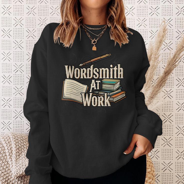 Wordsmith At Work Vintage Writer & Author Pen Book Lover Sweatshirt Gifts for Her