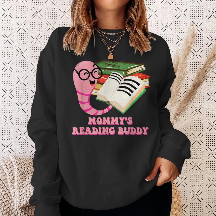 Mommys Reading Buddy Bookworm Humor Book Lover Mom Sweatshirt Gifts for Her