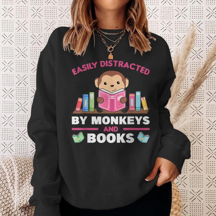 Monkeys And Books Saying With Book And Monkey Sweatshirt Gifts for Her