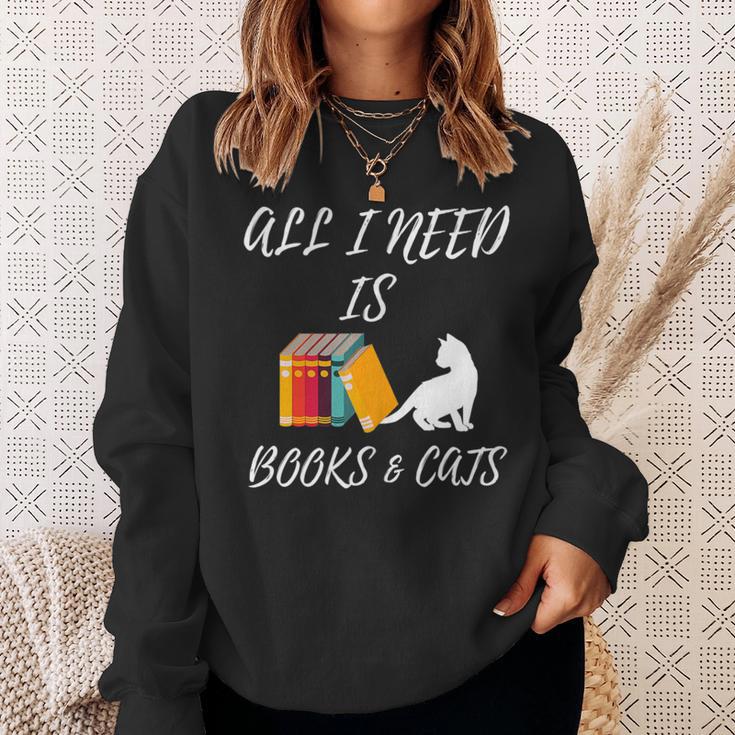 I Need Is Book & Cats Books Pet Lover Sweatshirt Gifts for Her