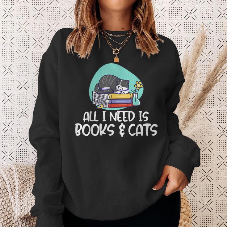 All I Need Is Books & Cats Sweatshirt Gifts for Her All I Need Is Books & Cats Sweatshirt Gifts for Her