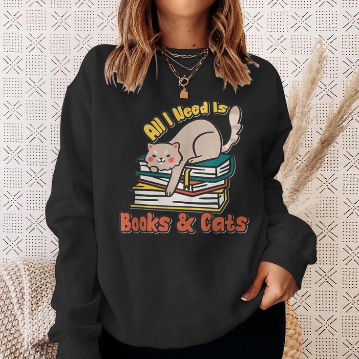 All I Need Is Books And Cats Book Lover Cat Lover Sweatshirt Gifts for Her All I Need Is Books And Cats Book Lover Cat Lover Sweatshirt Gifts for Her