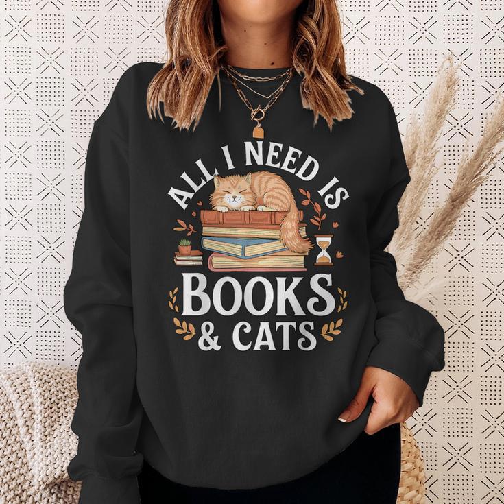 All I Need Is Books And Cats Reading Sweatshirt Gifts for Her
