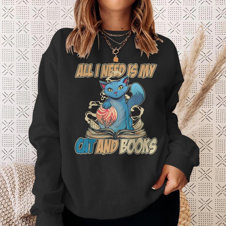 All I Need Is My Cat And Books Cute Cat Sweatshirt Gifts for Her