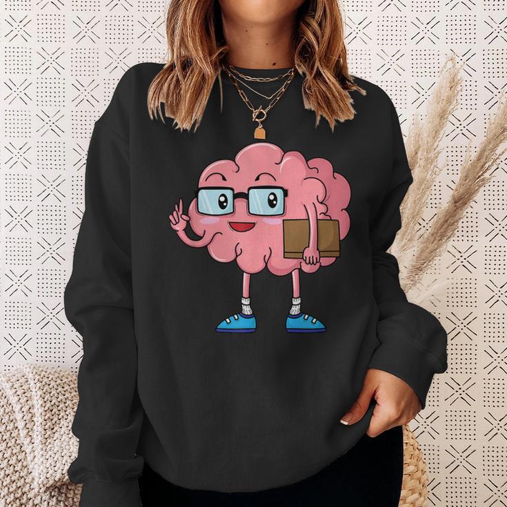Nerd Brain With Book And Glasses Sweatshirt Gifts for Her