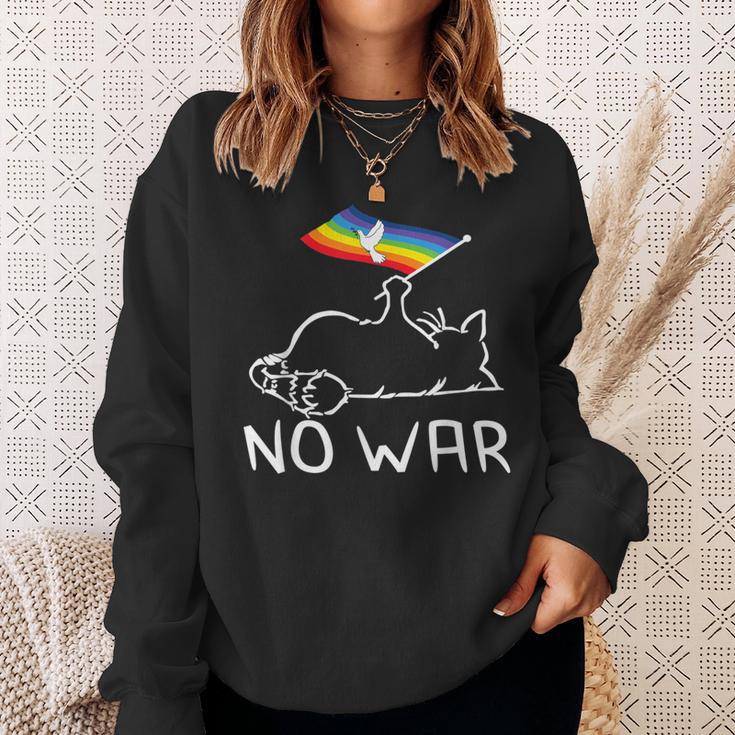 No War Peace Movement World Peace Peace Flag Cat スウェットシャツ 彼女への贈り物