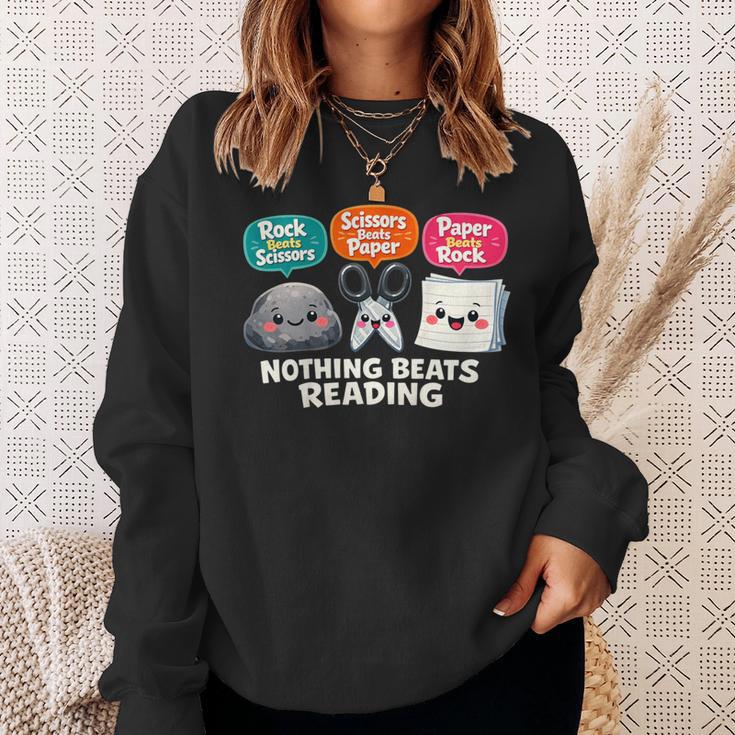 Nothing Beats Reading Book Librarian Across America Kids Sweatshirt Gifts for Her