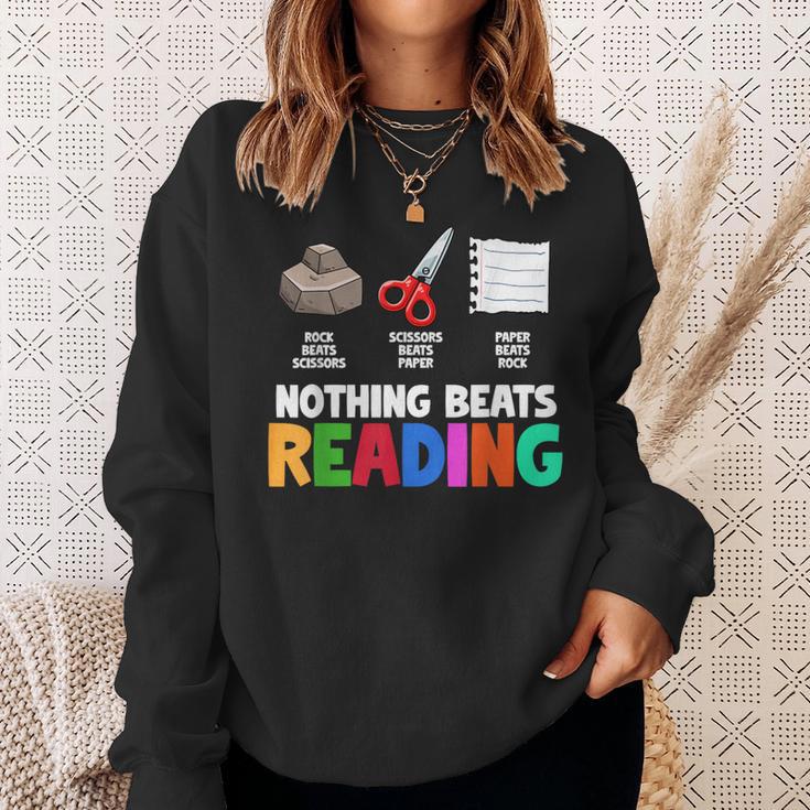 Nothing Beats Reading Rock Paper Scissors For Book Lover Sweatshirt Gifts for Her