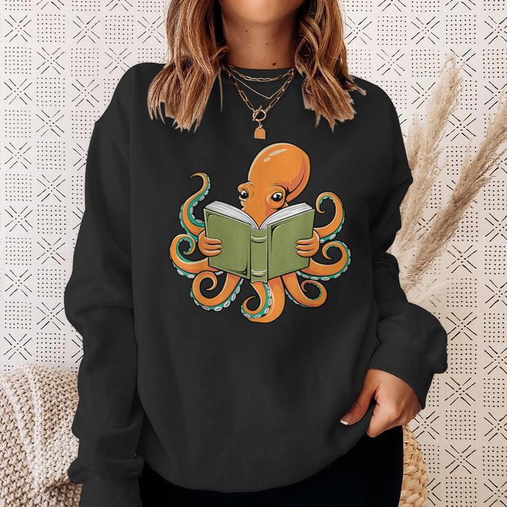 Octopus Reading Book Bookworm Librarian Women Men Kids Sweatshirt Gifts for Her