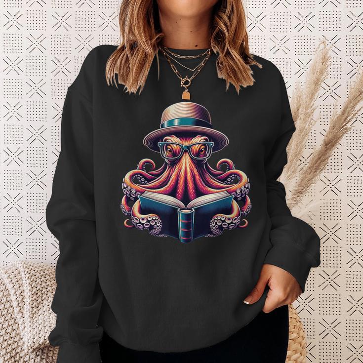 Octopus Reading Book Kraken Bookworm Sweatshirt Gifts for Her