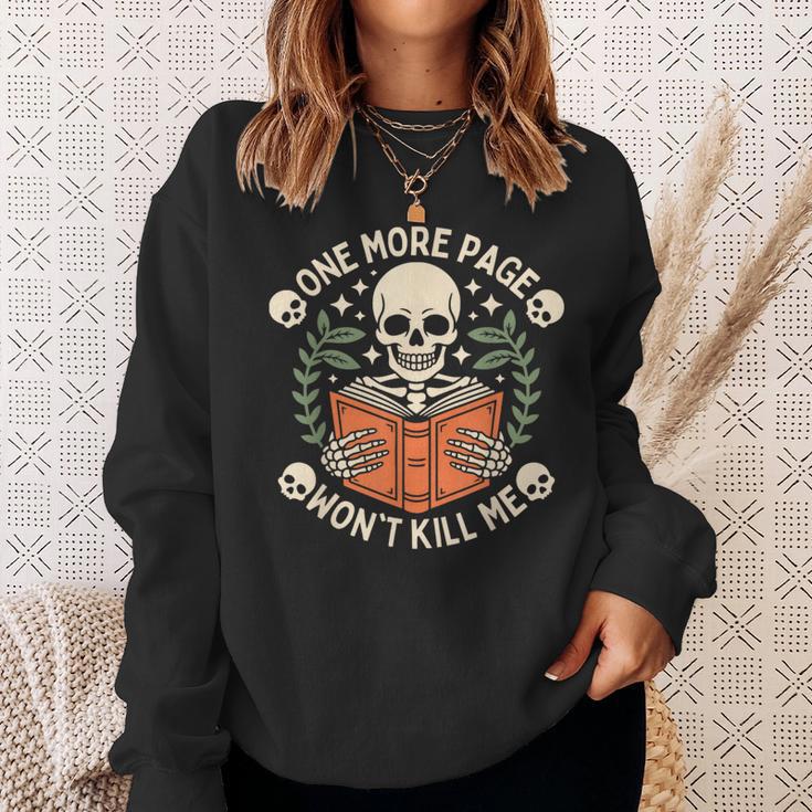 One More Page Won't Kill Me Reading Skeleton Read Book Sweatshirt Gifts for Her
