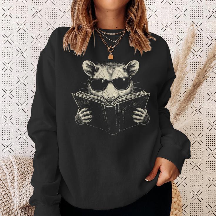 Opossum Reading Book Sunglasses Vintage Trash Panda Sweatshirt Gifts for Her Opossum Reading Book Sunglasses Vintage Trash Panda Sweatshirt Gifts for Her