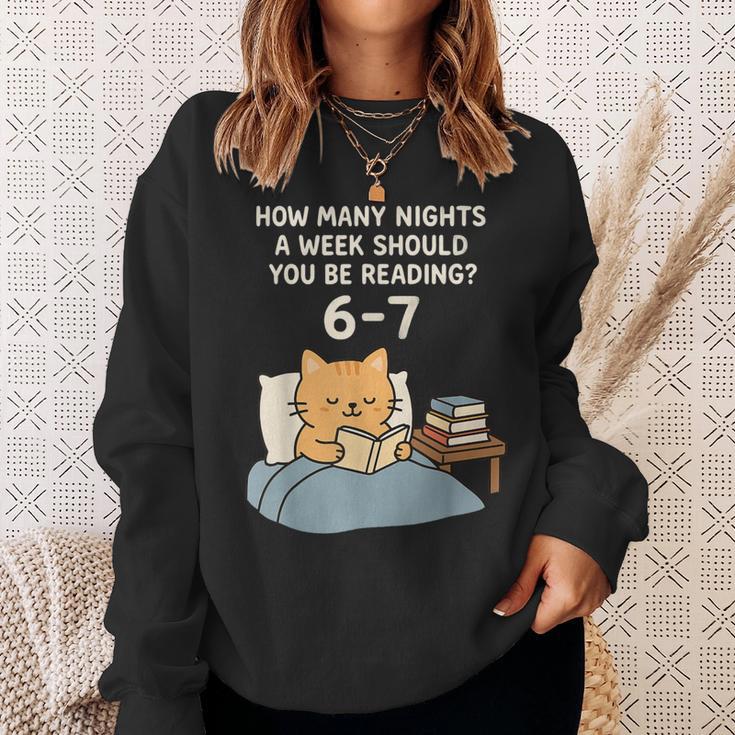 Orange Cat Reading Book 67 Six Seven Meme Sweatshirt Gifts for Her