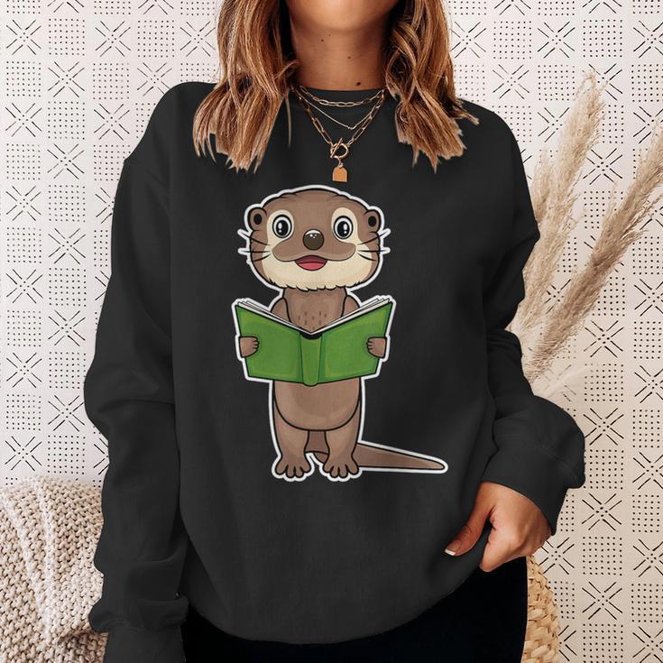 Otter Book Reading Bookaholics Sea Otter Lover Sweatshirt Gifts for Her