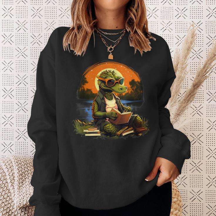 Outdoors Alligator Reading Book Sweatshirt Gifts for Her