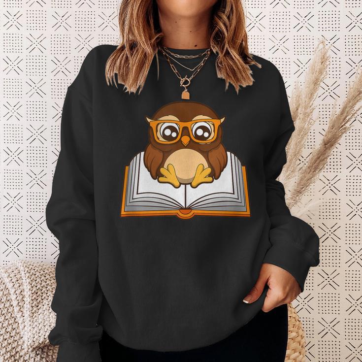Owl Book Literature Book Reading Sweatshirt Gifts for Her