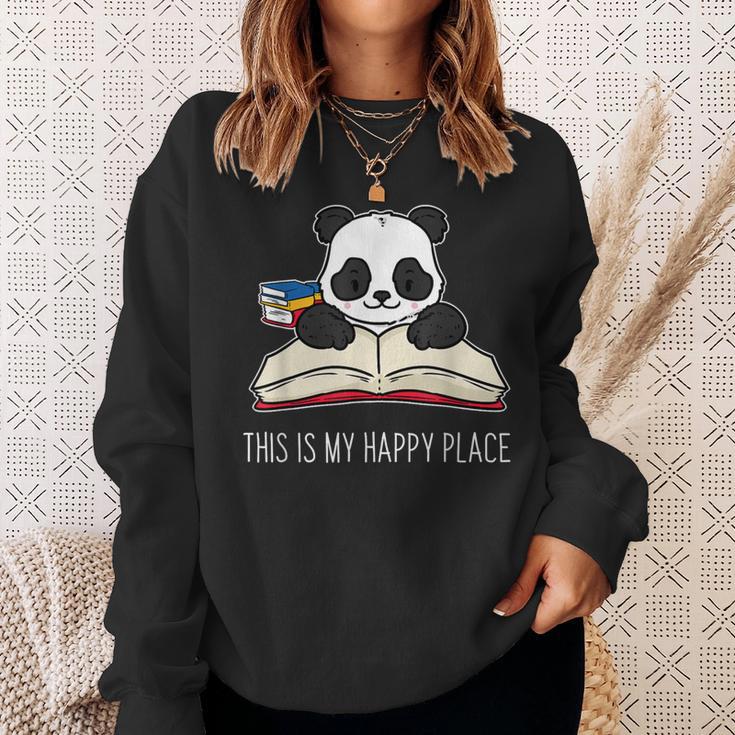 Panda Bear Books Reading Library Saying Sweatshirt Gifts for Her