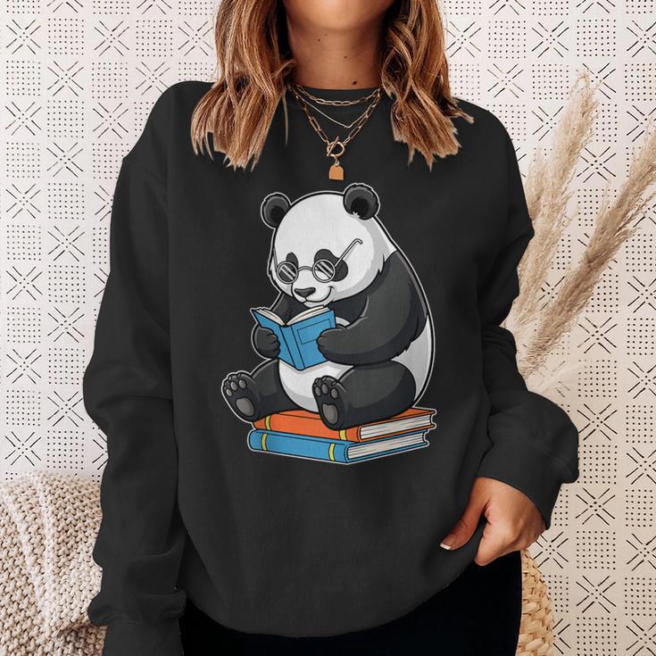 Panda With Glasses Reading Book Librarian Panda Sweatshirt Gifts for Her