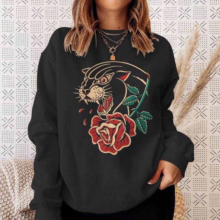 Panther Rose アメリカントラディショナルタトゥーインク オールドスクール スウェットシャツ 彼女への贈り物