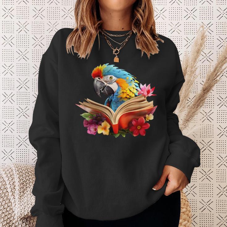 Parrot Reading Book Sweatshirt Gifts for Her Parrot Reading Book Sweatshirt Gifts for Her